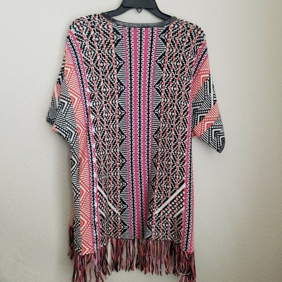 ELLA MOSS Cashmere Blend Malika Fringe Kimono Sweater Tangelo‎ Small Boho - Picture 5 of 11